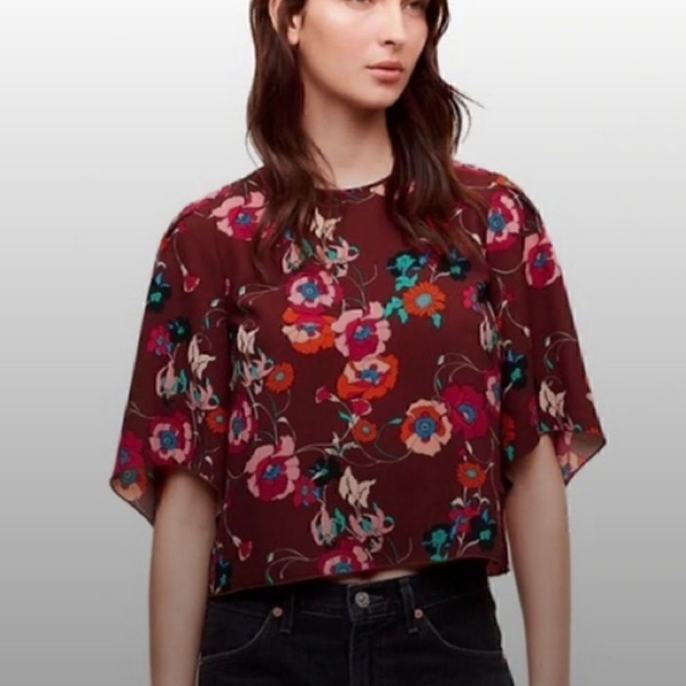 Aritzia Wilfred Floral Bell Sleeve Top Size M